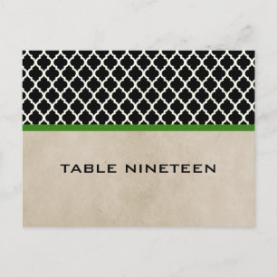 Green Chic Quatrefoil Numéro de table Carte postal