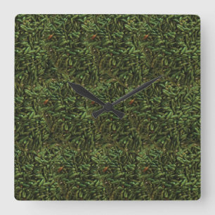 Green Chili Pepper Quadratische Wanduhr