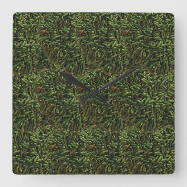Green Chili Pepper Quadratische Wanduhr (Vorderseite)