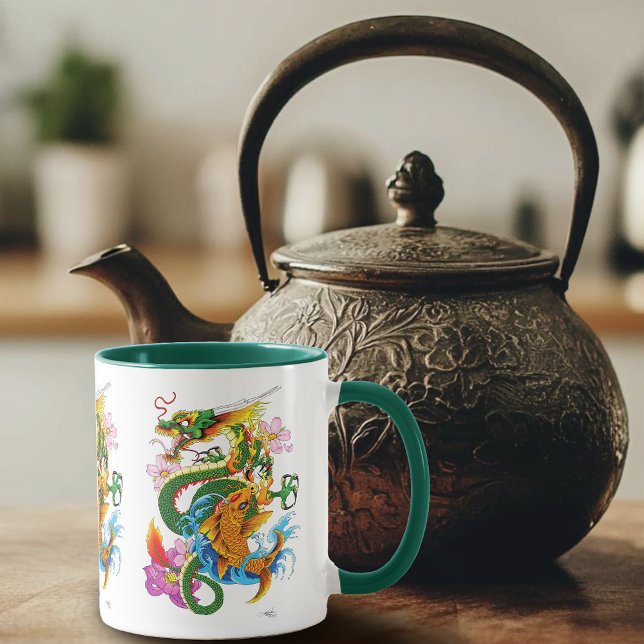 Green Chinese Dragon Koi Tasse (Von Creator hochgeladen)