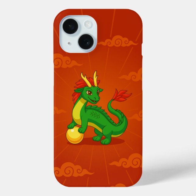 Green Chinese Dragon on Red Case-Mate iPhone Hülle (Rückseite)