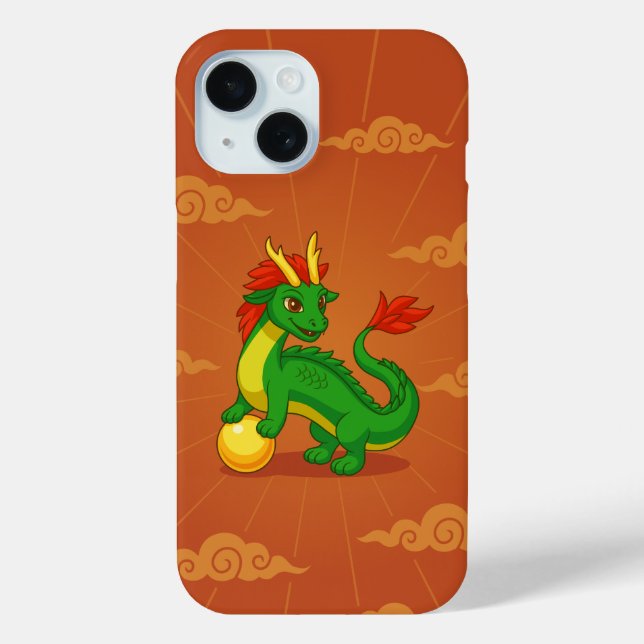 Green Chinese Dragon on Red Case-Mate iPhone Hülle (Rückseite)