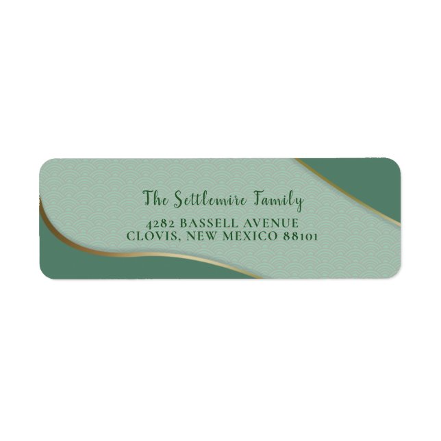 Green Chinoiserie Abstrakt Cloud Pattern Gold Line (Vorne)