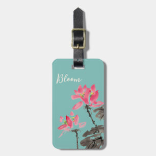 Green Chinoiserie Bloom Quote Lotus Blume Gepäckanhänger