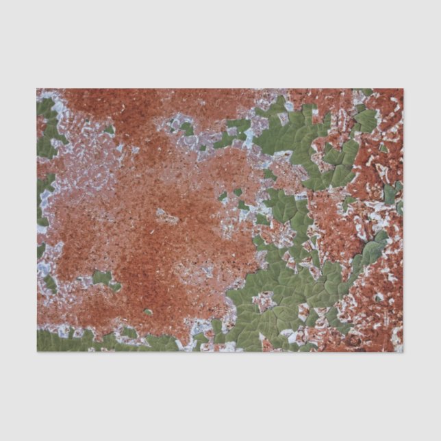 Green Chipping Paint Rusted Metal Muster Seidenpapier (Vorderseite)