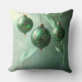 Green Christmas Ball Holiday Kissen