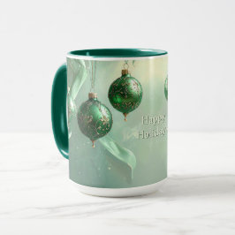 Green Christmas Ball Holiday Mug Tasse