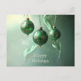 Green Christmas Ball Holiday Postcard Postkarte