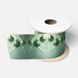 Green Christmas Ball Holiday Satin Satinband