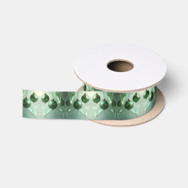 Green Christmas Ball Holiday Satin Satinband