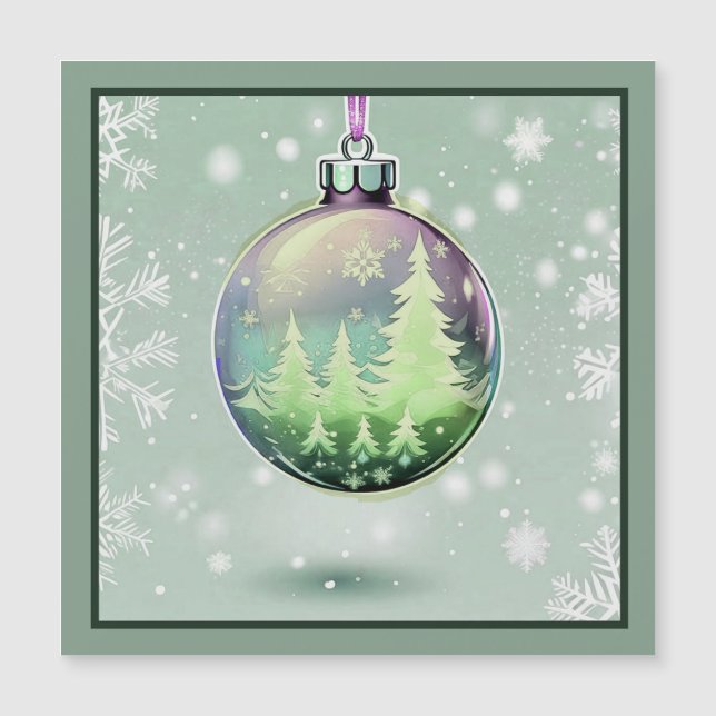 Green Christmas Ball Magnetkarte (Vorderseite)