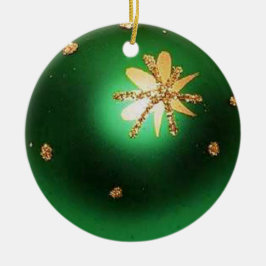 Green Christmas Ball Star Foto Ornament