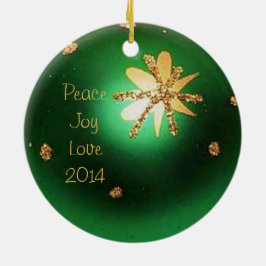 Green Christmas Ball Star Foto Ornament