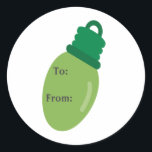 Green Christmas Bulb Geschenkmarke Stickers<br><div class="desc">Lassen Sie Ihre Geschenke dieses Jahr mit diesem Geschenketikett besonders niedlich aussehen.</div>