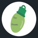 Green Christmas Bulb Geschenkmarke Stickers<br><div class="desc">Lassen Sie Ihre Geschenke dieses Jahr mit diesem Geschenketikett besonders niedlich aussehen.</div>