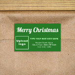 Green Christmas Business Rectangle Shape Sticker<br><div class="desc">Frohe Weihnachten! Einer der bekanntesten Feiertage des Jahres. Es ist auch eine der besten Jahreszeiten für Werbung für Ihr Unternehmen. Rectangle Form Aufkleber mit Fröhlichen Weihnachtsgrüßen, Ihrem Firmennamen und anderen Informationen über Ihr Unternehmen. Sie können es als Zubehör für Ihr Produktverpackungsmaterial verwenden, um Ihren Produktnamen zu fördern. Sie können es...</div>