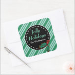 Green Christmas Candy-Geschenkartikel auf den Aufk Quadratischer Aufkleber<br><div class="desc">Personalisieren Sie diese minzgrünen Weihnachtscreme-Geschenketiketten,  indem Sie den Text ändern. Das Design stammt aus der Originalkunst.</div>