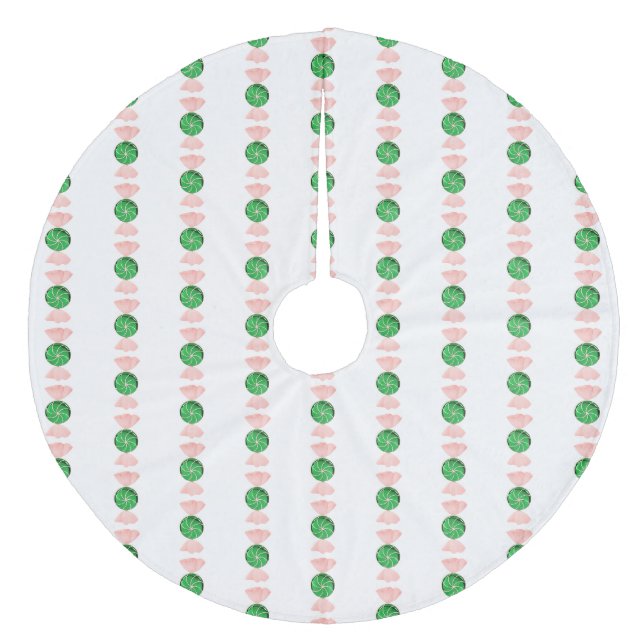 Green Christmas Candy Tree Skirt Fleece Weihnachtsbaumdecke (Vorderseite)