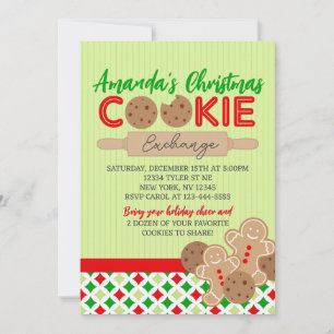 Green Christmas Cookie Exchange Party Einladung