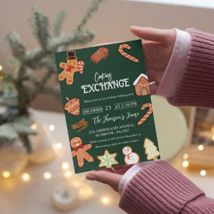 Green Christmas Cookies tauschen Party Einladung a