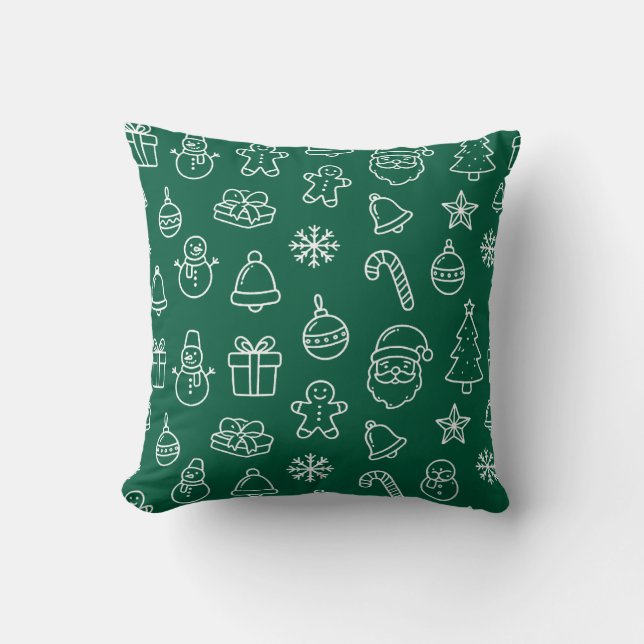 green christmas decoration pattern holiday kissen (Vorderseite)