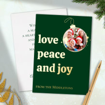Green Christmas Family Foto Liebe Peace Joy Gold