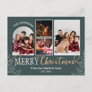 Green Christmas Family Photo carte postale de coll