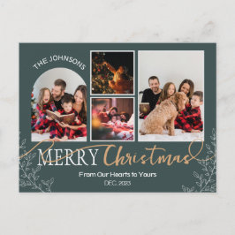Green Christmas Family Photo carte postale de coll