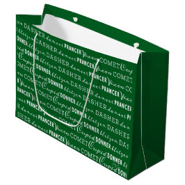 Green Christmas Gift Bag | Santa's Reindeer Große Geschenktüte