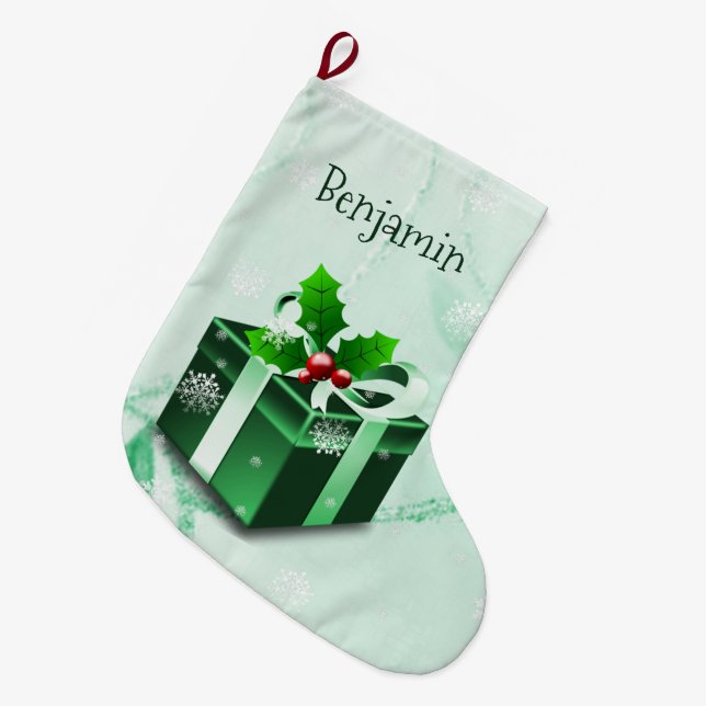 Green Christmas Gift Strumpf Großer Weihnachtsstrumpf (Vorderansicht (hängend))