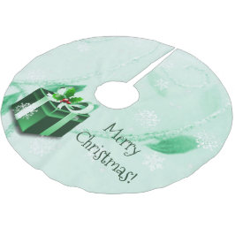 Green Christmas Gift Tree Skirt Polyester Weihnachtsbaumdecke