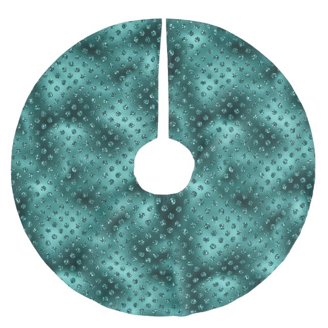 Green Christmas Glitzer Dots Polyester Weihnachtsbaumdecke (Vorderseite)