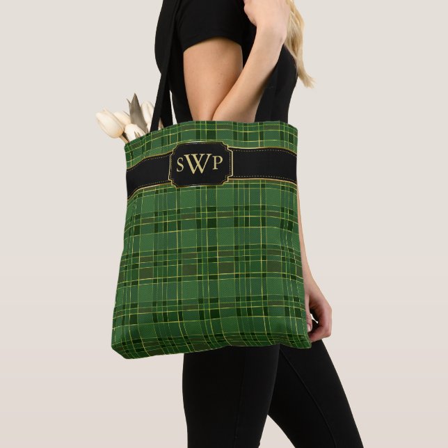 Green Christmas Gold Kariert Monogram Tartan Tasche (Von Nahem)