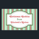 Green Christmas Kitchen Stickers<br><div class="desc">Grüne Weihnachtsstreifen schmücken diese festlichen Küchenaufkleber. Personalisieren Sie diese Aufkleber,  indem Sie den Text ändern. Das Design stammt aus der Originalkunst.</div>