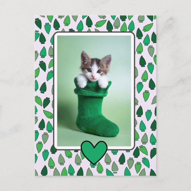 Green Christmas Lights Holiday Postkarte (Vorderseite)