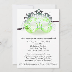 Green Christmas Masquerade Ball Party Einladung