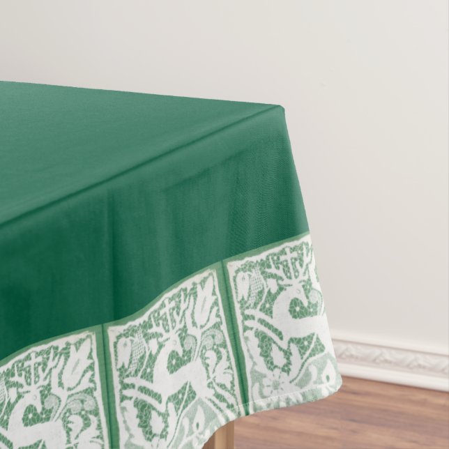 Green Christmas Reindeer Lace 60" x 104" Tischdecke (Beispiel)