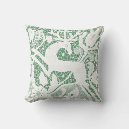 Green Christmas Reindeer Lace Kissen