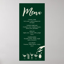 Green Christmas rétro moderne menu cocktail Poster