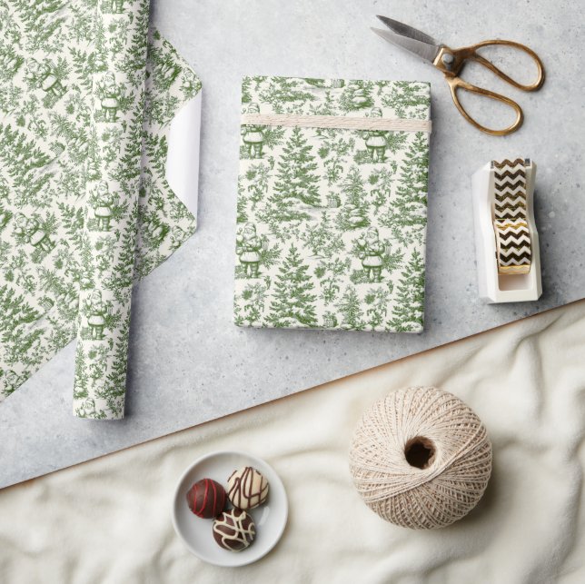 Green Christmas Santa Toile Geschenkpapier (Kunsthandwerk)