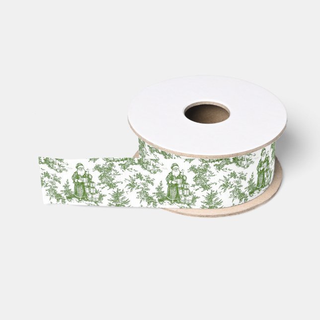 Green Christmas Santa Toile Ripsband (Spule)