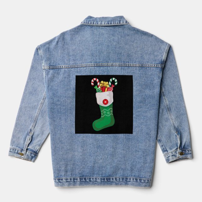 Green Christmas Stocking Jeansjacke (Rückseite)