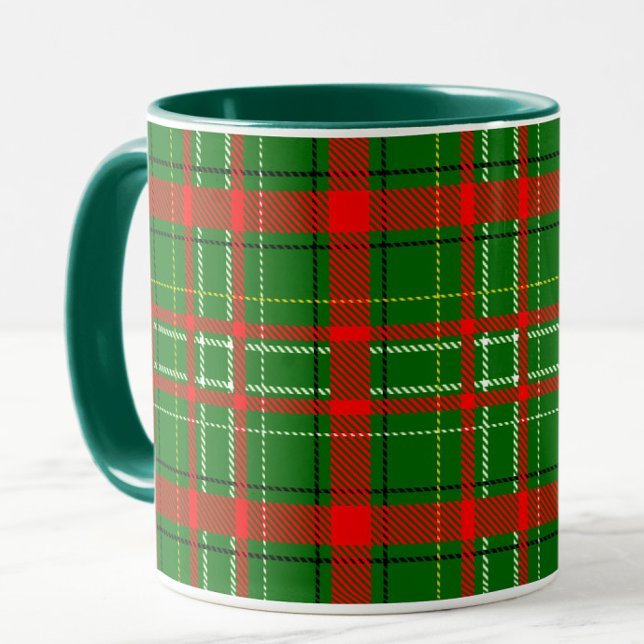 Green Christmas Tartan Kariertes Muster Design Tasse (Von Creator hochgeladen)