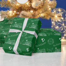 Green Christmas Train, Santa, Doves, Kranz