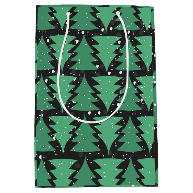 Green Christmas Tree Boho Lights Mittlere Geschenktüte (Vorderseite)