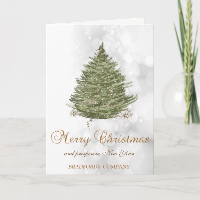 Green Christmas Tree, Bokeh Company Carte de vacan (Devant)