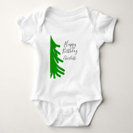 Green Christmas tree happy birthday December winte Baby Strampler