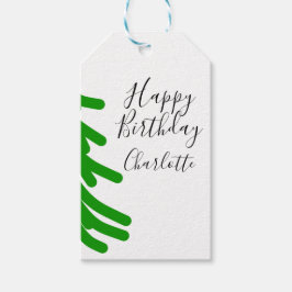 Green Christmas tree happy birthday December winte Geschenkanhänger