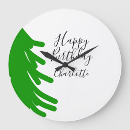 Green Christmas tree happy birthday December winte Große Wanduhr