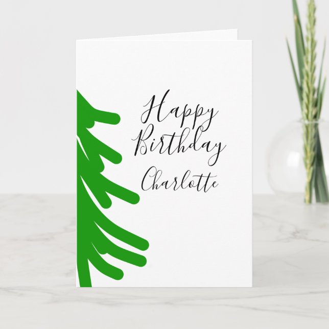 Green Christmas tree happy birthday December winte Karte (Vorderseite)